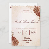 美しい茶色の結婚式招待状 招待状 (正面/裏面)