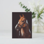 美しい茶色の絵を描馬のポートレート写真 ポストカード (スタンド正面)