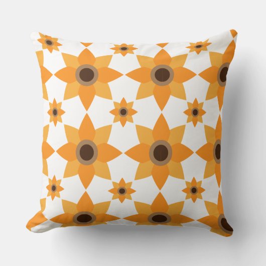 美しい茶色の花柄の枕 クッション (正面)