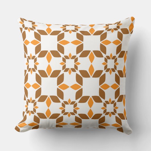 美しい茶色の花柄の枕 クッション (正面)