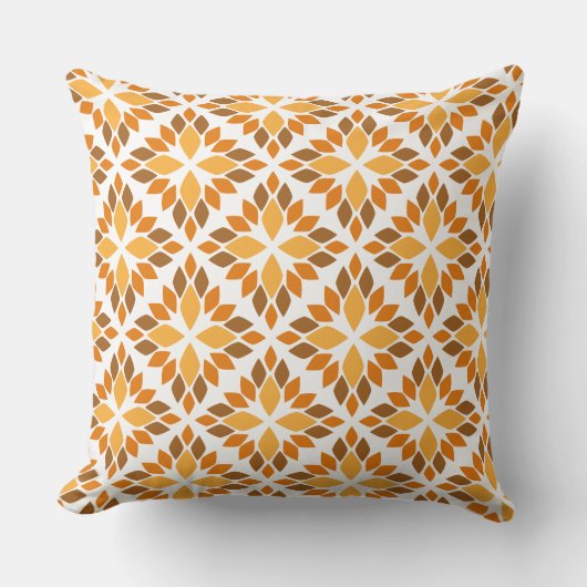 美しい茶色の花柄の枕 クッション (正面)