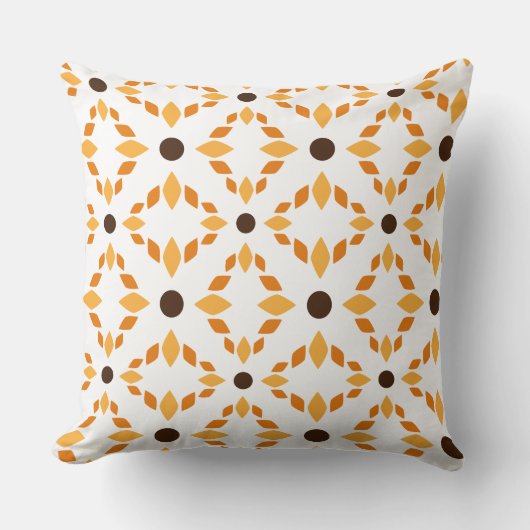 美しい茶色の花柄の枕 クッション (正面)