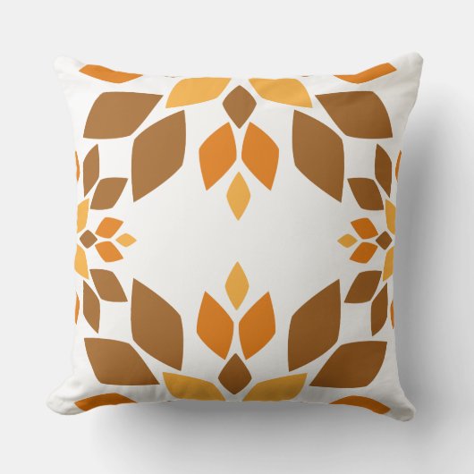 美しい茶色の花柄の枕 クッション (正面)