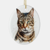 美しい茶色の虎猫家庭用短毛猫 セラミックオーナメント (右)