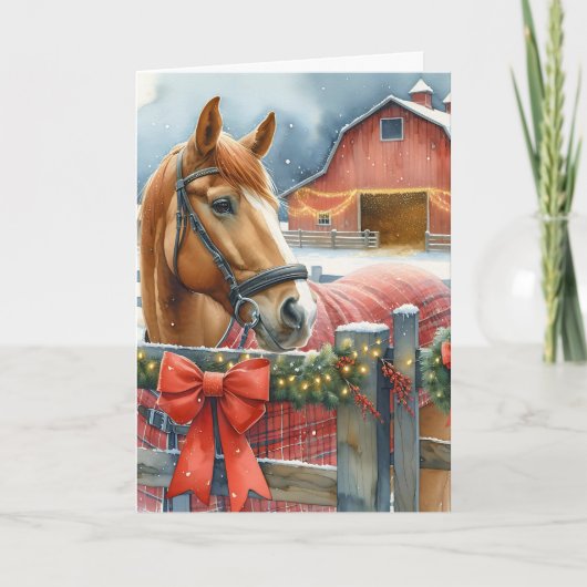 美しい茶色の馬のアザフェスティバルバーンクリスマス カード (正面)