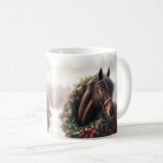 美しい茶色の馬の馬乗り動物の愛 コーヒーマグカップ (正面右)
