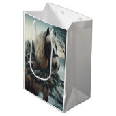 美しい茶色の馬の馬乗り動物の愛 ミディアムペーパーバッグ (正面アングル)