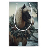 美しい茶色の馬の馬乗り動物の愛 ミディアムペーパーバッグ (正面)