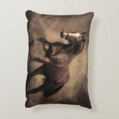 美しい茶色の馬装飾用クッション アクセントクッション (裏面(縦))