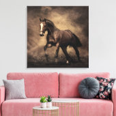 美しい茶色の馬装飾用クッション キャンバスプリント (インサイチュ (リビング))