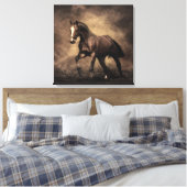 美しい茶色の馬装飾用クッション キャンバスプリント (インサイチュ (寝室))