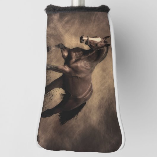 美しい茶色の馬装飾用クッション ゴルフヘッドカバー (回転90)