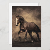 美しい茶色の馬装飾用クッション サンキューカード (正面/裏面)