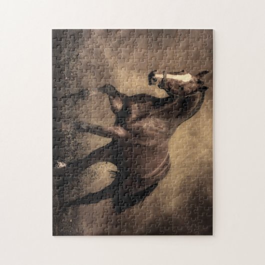 美しい茶色の馬装飾用クッション ジグソーパズル (縦)