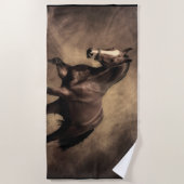 美しい茶色の馬装飾用クッション ビーチタオル (正面)