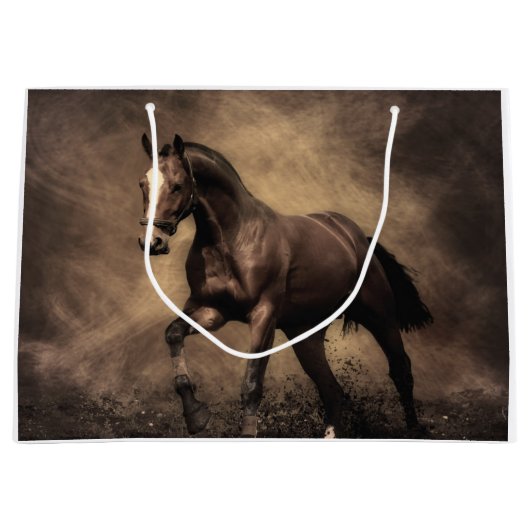 美しい茶色の馬装飾用クッション ラージペーパーバッグ (正面)