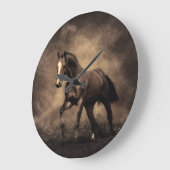 美しい茶色の馬装飾用クッション ラージ壁時計 (傾斜)