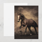 美しい茶色の馬装飾用クッション 招待状 (正面/裏面)