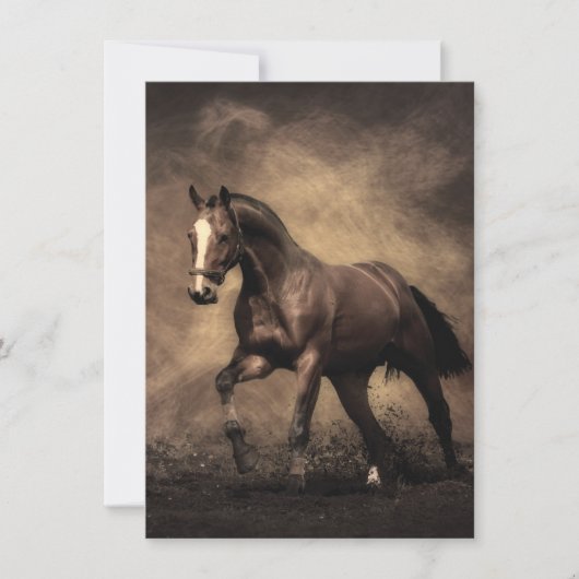 美しい茶色の馬装飾用クッション 招待状 (正面)