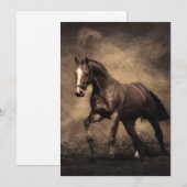 美しい茶色の馬装飾用クッション 案内状 (正面/裏面)