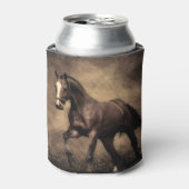 美しい茶色の馬装飾用クッション 缶クーラー (缶正面)