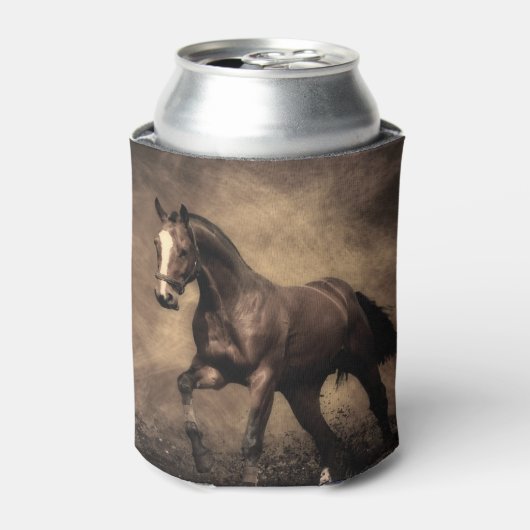 美しい茶色の馬装飾用クッション 缶クーラー (缶正面)