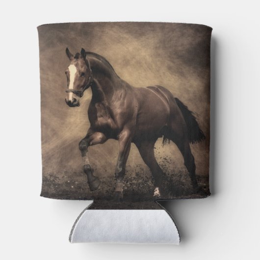 美しい茶色の馬装飾用クッション 缶クーラー (裏面)