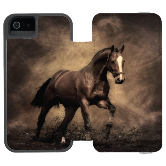 美しい茶色の馬装飾用クッション INCIPIO iPhoneウォレットケース (フォリオ Open)