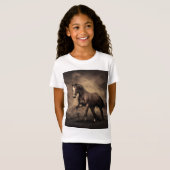 美しい茶色の馬装飾用クッション Tシャツ (正面フル)