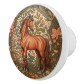 美しい茶色の馬 ウィリアム・モリス風デザイン  セラミックノブ (右)