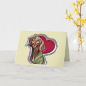 美しい茶色のPopArt Vizslaハンガリーポインタ カード (黄色い花)