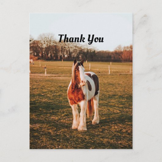 美しい茶色絵を描の荷車を引く馬の写真ありがとう ポストカード (正面)