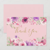 美しい草原の花 ゴールドスクリプト ありがとうございます サンキューカード (正面/裏面)