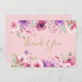 美しい草原の花 ゴールドスクリプト サンクス サンキューカード (正面/裏面)