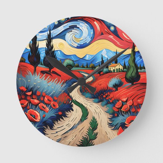 美しい草原 ラウンド壁時計 (正面)