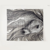 美しい華美シルバーグレーの馬と流れるマネ タペストリー (正面(横))