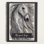 美しい華美シルバーグレーの馬と流れるマネ プランナー手帳