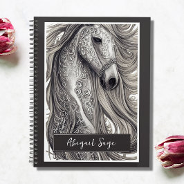 美しい華美シルバーグレーの馬と流れるマネ プランナー手帳