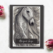 美しい華美シルバーグレーの馬と流れるマネ プランナー手帳