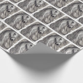 美しい華美シルバーグレーの馬と流れるマネ ラッピングペーパー (角)