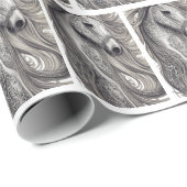 美しい華美シルバーグレーの馬と流れるマネ ラッピングペーパー (ロールコーナー)