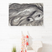 美しい華美シルバーグレーの馬と流れるマネ 横断幕 (インサイチュ)