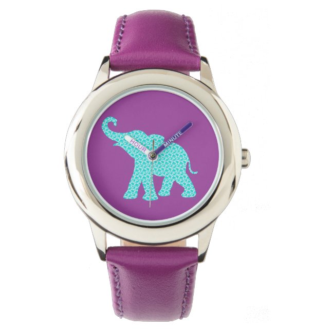 美しい華美ゾウ紫 腕時計 (正面)
