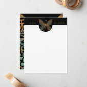 美しい華美蝶のロゴ（黒） ノートカード (正面/裏面インサイチュ)