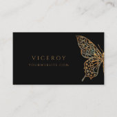 美しい華美装飾蝶のロゴブラック 予約カード (正面)