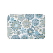 美しい華美青い花のマンダラパターン バスマット (正面)