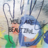 美しい落書き シール (正面)