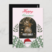 美しい葉のアーチ写真メリークリスマスピンク ポストカード (正面/裏面)