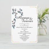 美しい葉のゴールドライン結婚式招待状 招待状 (スタンド正面)