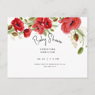 美しい葉の赤いケシ赤いシャワーinvitati インビテーションポストカード